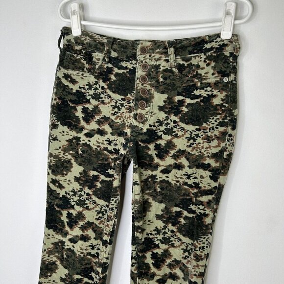 Anthropologie Pilcro High Rise Skinny Corduroy Pants Womens Size 28 Ankle Camo - Picture 3 of 11